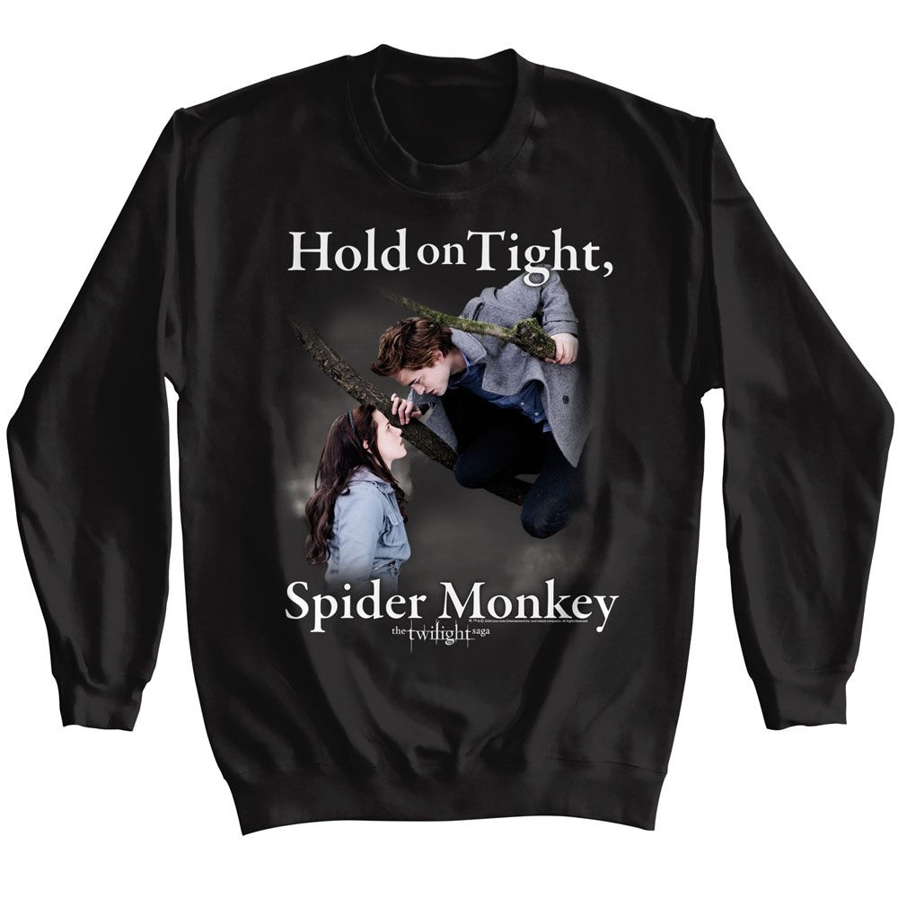 TWILIGHT-TWILIGHT HOLD ON SPIDER MONKEY-BLACK ADULT L/S SWEATSHIRT