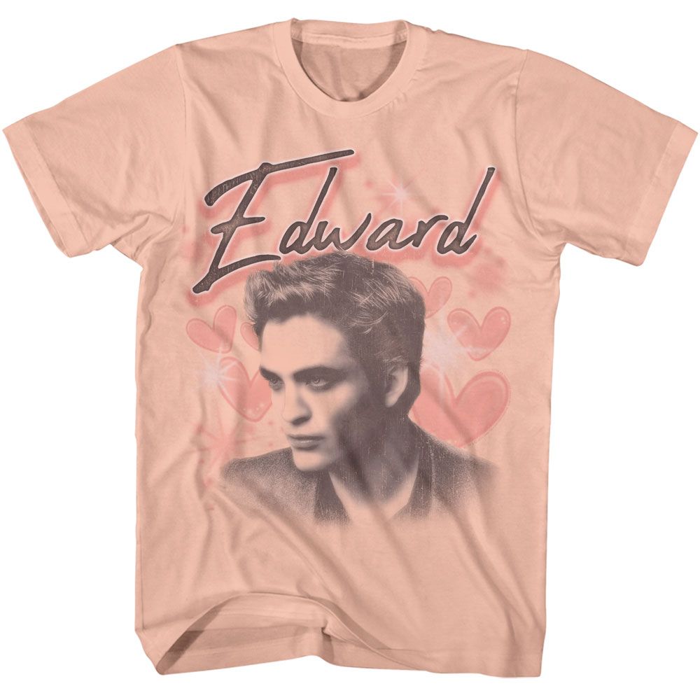 TWILIGHT-TWILIGHT EDWARD HEARTS-PEACH ADULT S/S TSHIRT