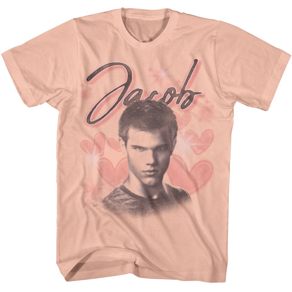 TWILIGHT-TWILIGHT JACOB HEARTS-PEACH ADULT S/S TSHIRT