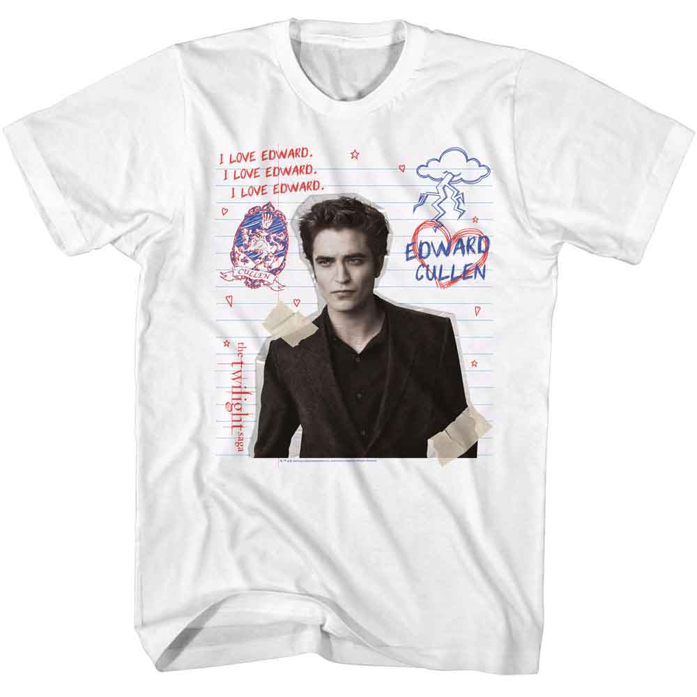 TWILIGHT-TWILIGHT EDWARD DOODLES-WHITE ADULT S/S TSHIRT