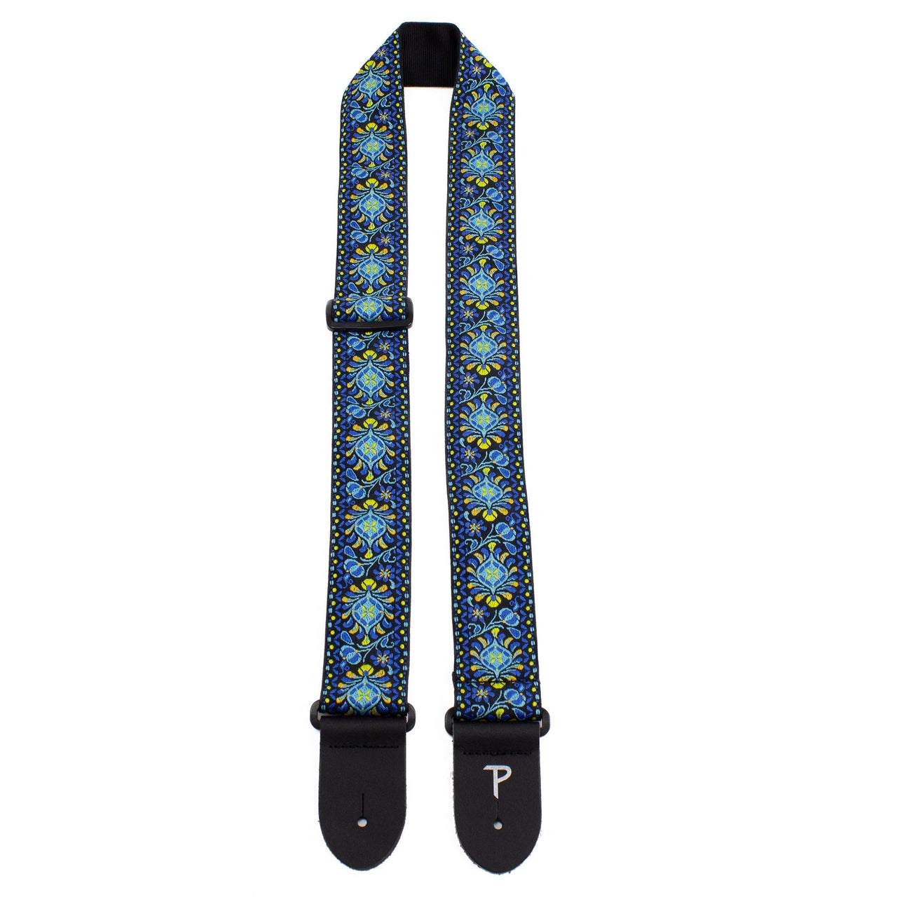 BLUE GEO FLORAL JACQUARD GUITAR STRAP