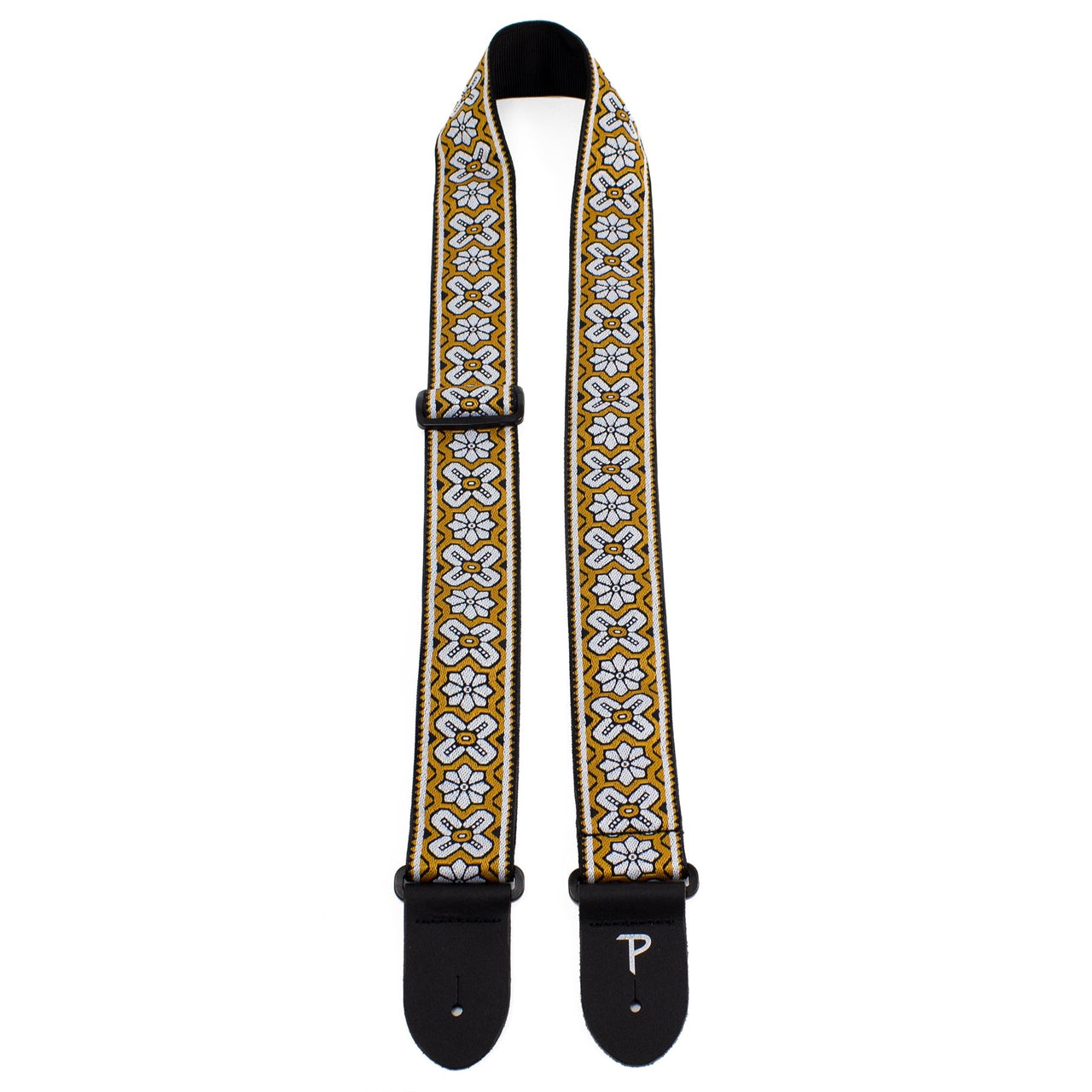 GOLD GEO FLORAL JACQUARD GUITAR STRAP