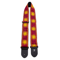 Thumbnail for GOLD CELESTIAL ON BURGUNDY JACQUARD GUITAR STRAP