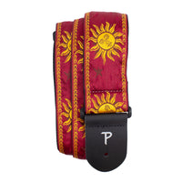 Thumbnail for GOLD CELESTIAL ON BURGUNDY JACQUARD GUITAR STRAP