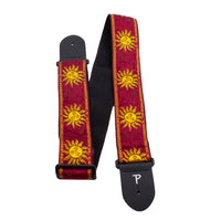 Thumbnail for GOLD CELESTIAL ON BURGUNDY JACQUARD GUITAR STRAP