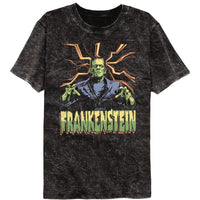 Thumbnail for UNIVERSAL MONSTERS-UNIVERSAL MONSTERS FRANK LIGHTNING BG-MINERAL WASH BLACK ADULT S/S TSHIRT