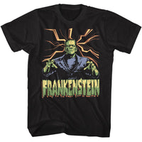 Thumbnail for UNIVERSAL MONSTERS-UNIVERSAL MONSTERS FRANKENSTEIN LIGHTNING BG-BLACK ADULT S/S TSHIRT