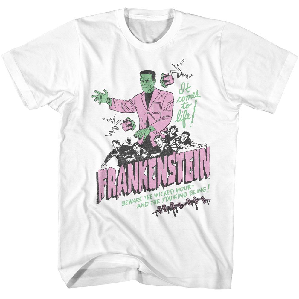 UNIVERSAL MONSTERS-UNIVERSAL MONSTERS IT COMES TO LIFE-WHITE ADULT S/S TSHIRT