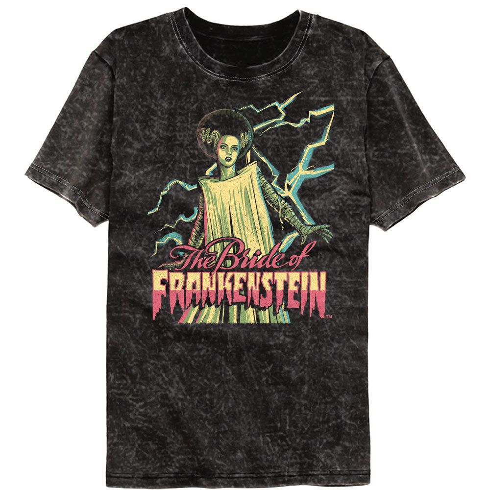UNIVERSAL MONSTERS-UNIVERSAL MONSTERS BRIGHT BRIDE-MINERAL WASH BLACK ADULT S/S TSHIRT
