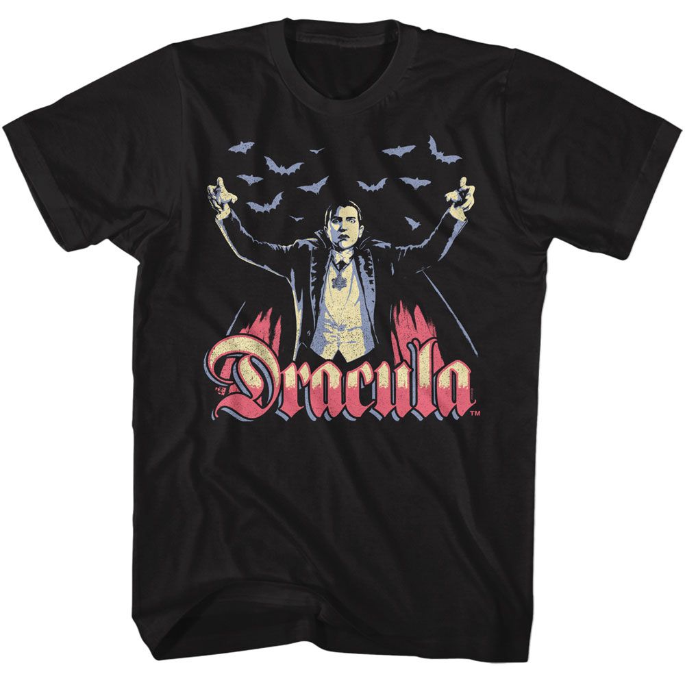 UNIVERSAL MONSTERS-UNIVERSAL MONSTERS MULTITONE DRACULA-BLACK ADULT S/S TSHIRT