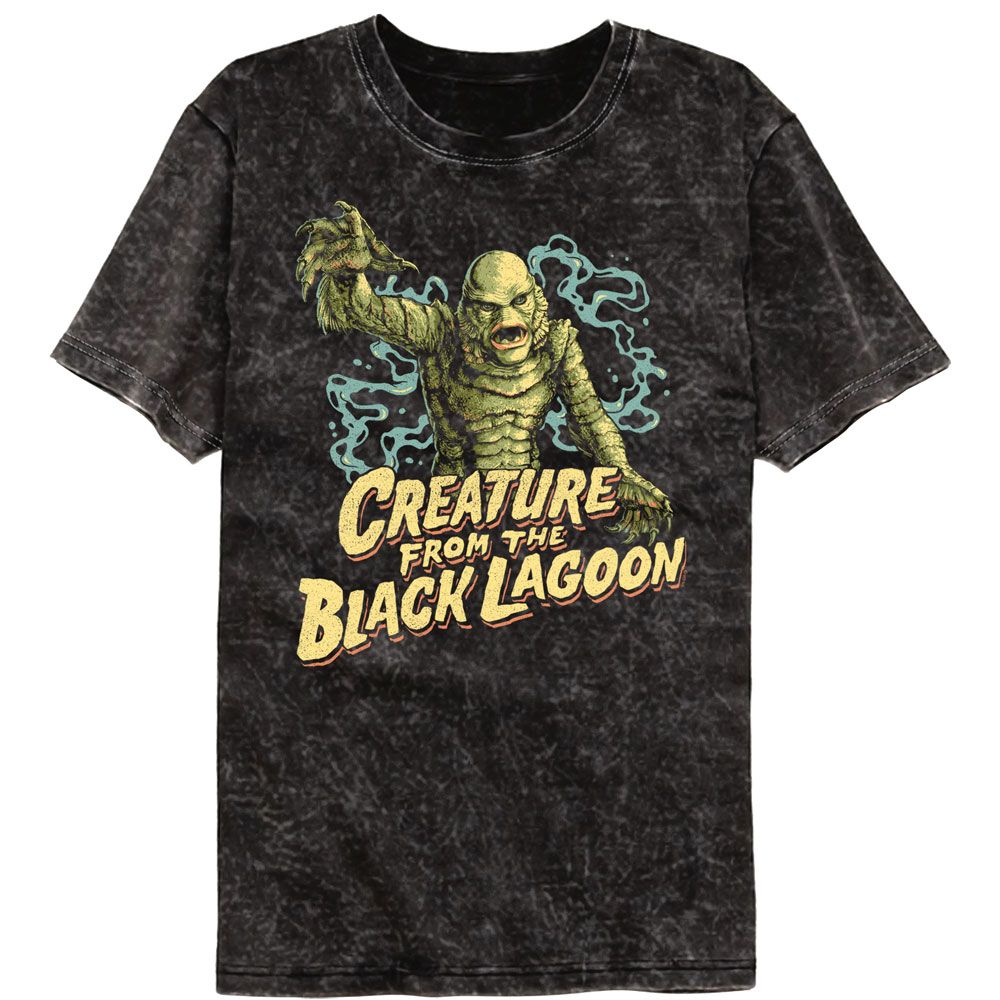 UNIVERSAL MONSTERS-UNIVERSAL MONSTERS BLACK LAGOON SHUFFLE-MINERAL WASH BLACK ADULT S/S TSHIRT