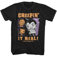 Thumbnail for UNIVERSAL MONSTERS-UNIVERSAL MONSTERS CREEPIN IT REAL-BLACK ADULT S/S TSHIRT