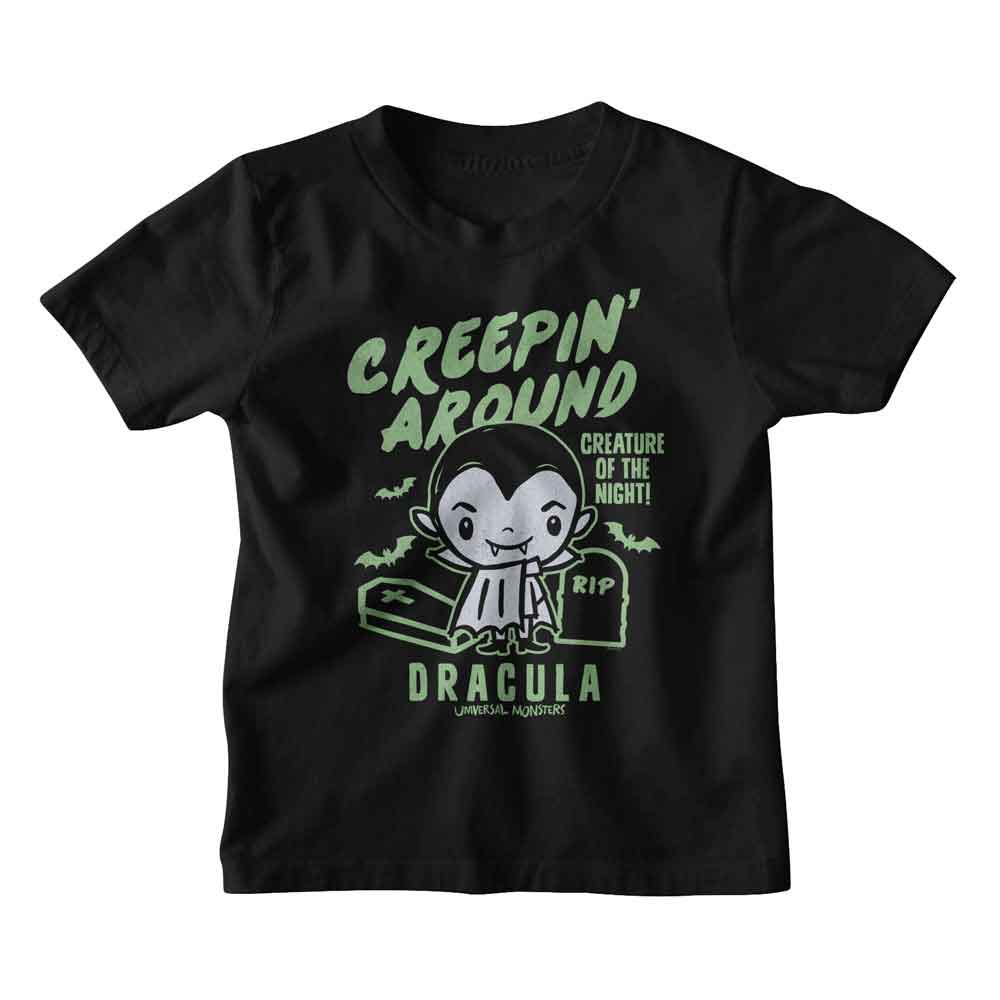 UNIVERSAL MONSTERS-UNIVERSAL MONSTERS CREEPIN AROUND-BLACK TODDLER S/S TSHIRT