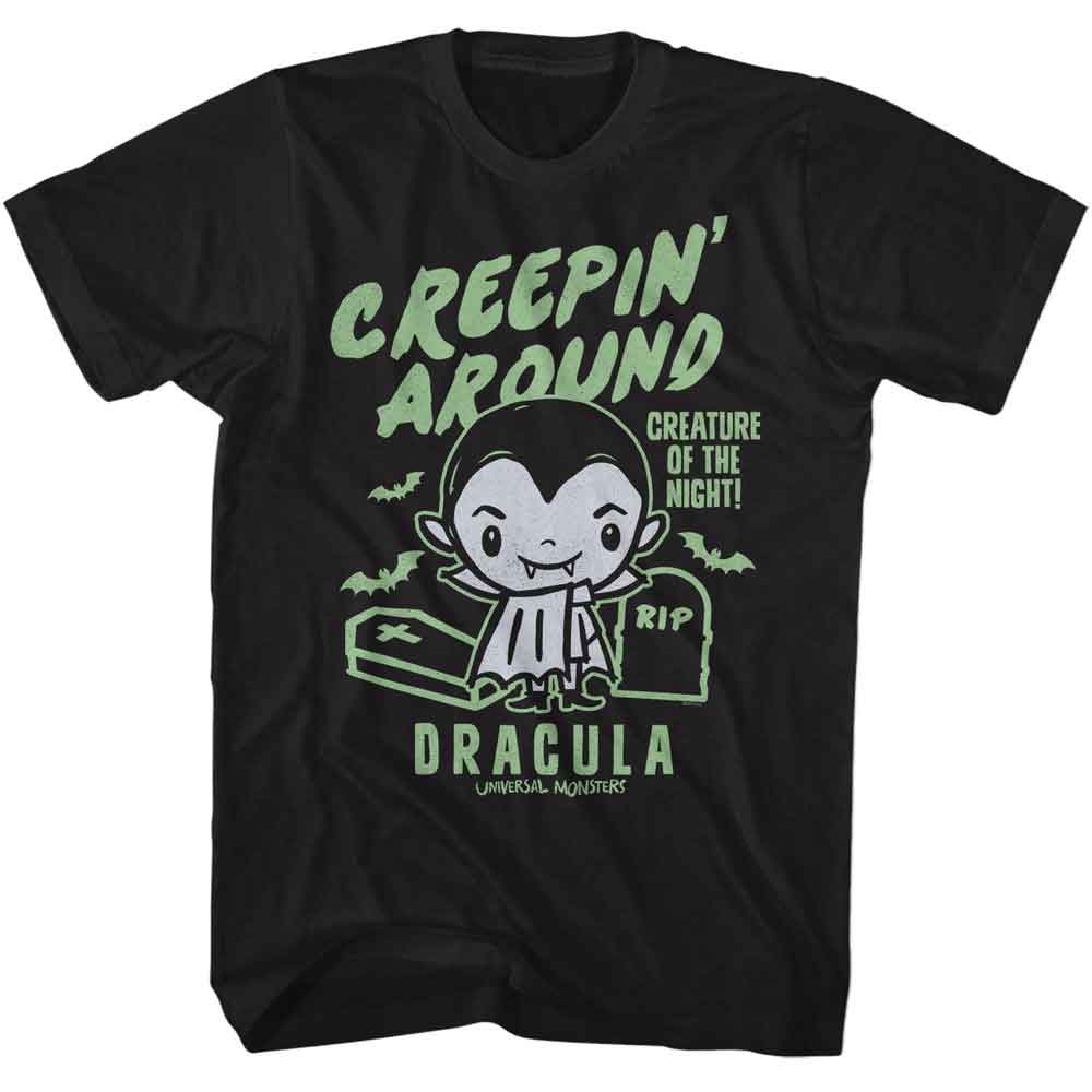UNIVERSAL MONSTERS-UNIVERSAL MONSTERS CREEPIN AROUND-BLACK ADULT S/S TSHIRT