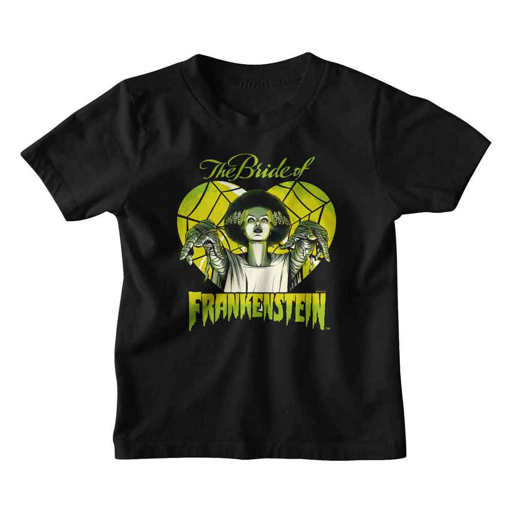 UNIVERSAL MONSTERS-UNIVERSAL MONSTERS BRIDE IN HEART-BLACK TODDLER S/S TSHIRT