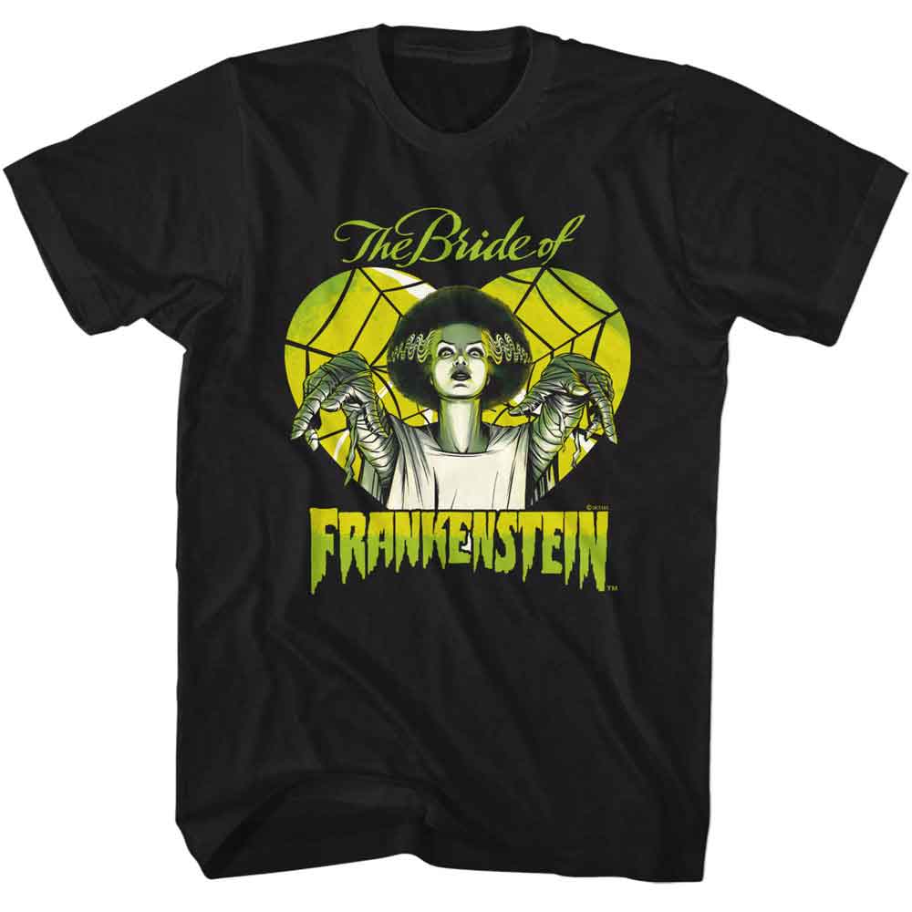 UNIVERSAL MONSTERS-UNIVERSAL MONSTERS BRIDE IN HEART-BLACK ADULT S/S TSHIRT