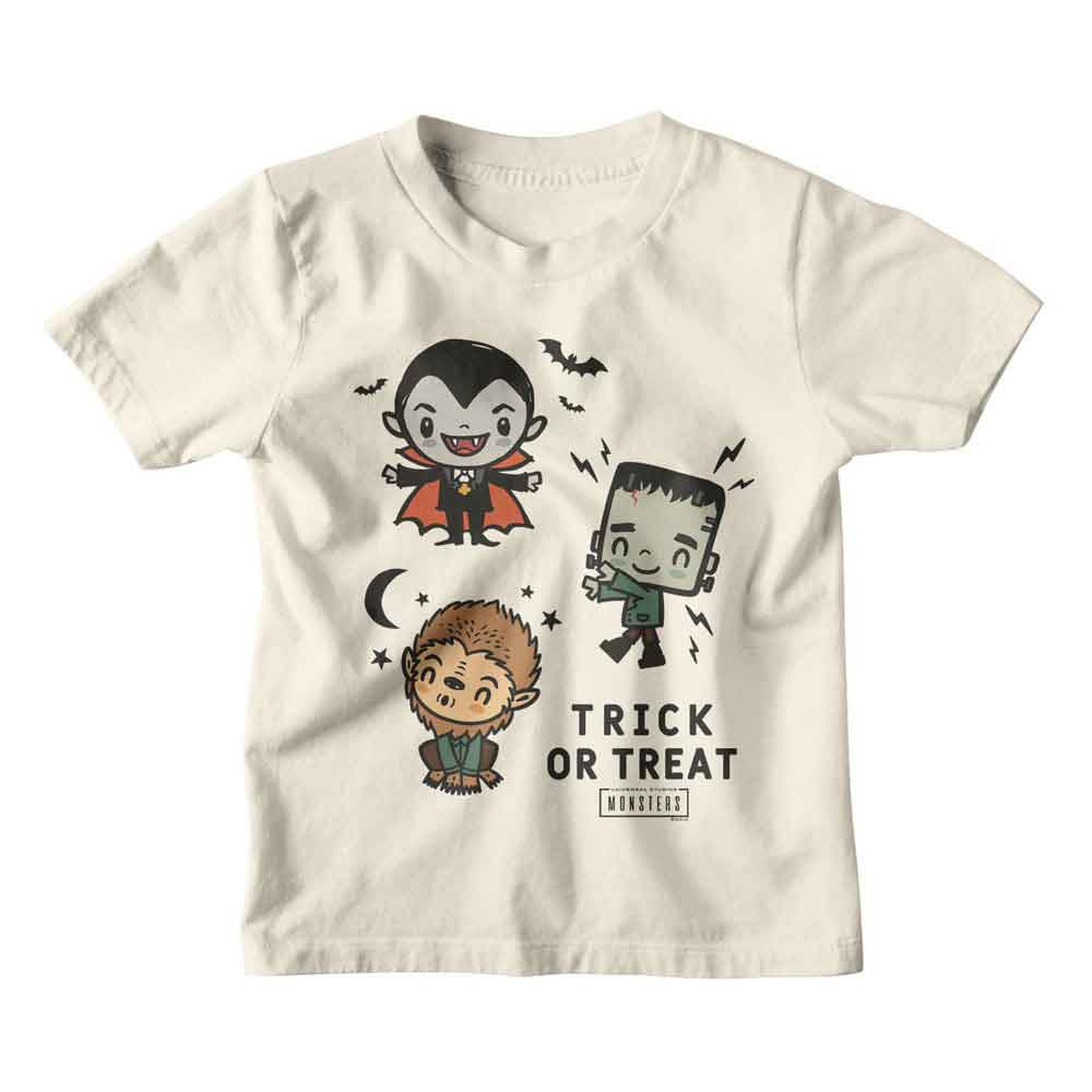 UNIVERSAL MONSTERS-UNIVERSAL MONSTERS CHIBI TRICK OR TREAT-NATURAL YOUTH S/S TSHIRT