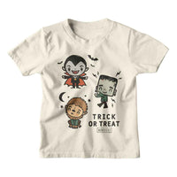 Thumbnail for UNIVERSAL MONSTERS-UNIVERSAL MONSTERS CHIBI TRICK OR TREAT-NATURAL YOUTH S/S TSHIRT