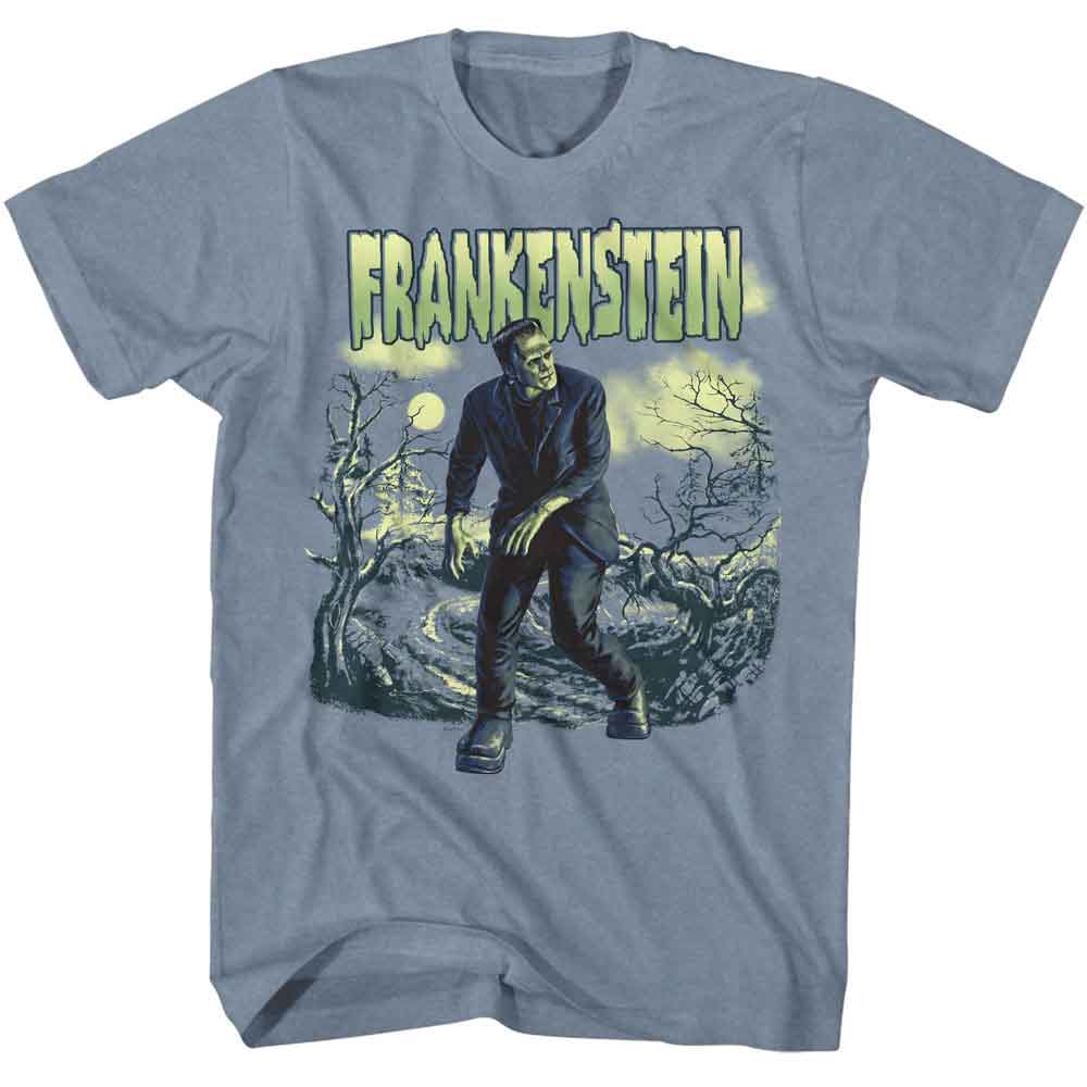 UNIVERSAL MONSTERS-UNIVERSAL MONSTERS TROTTING ALONG-INDIGO HEATHER ADULT S/S TSHIRT