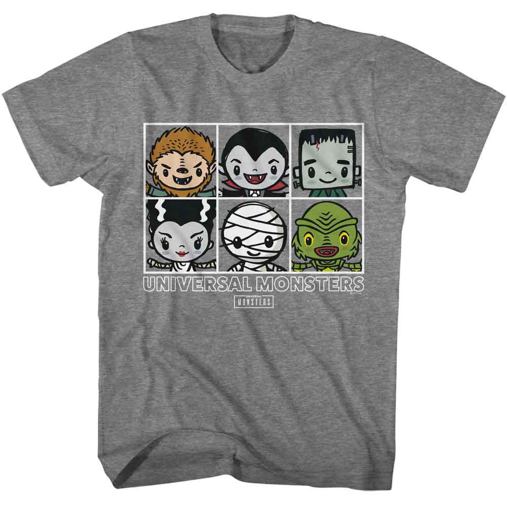 UNIVERSAL MONSTERS-UNIVERSAL MONSTERS SQUARES-GRAPHITE HEATHER ADULT S/S TSHIRT