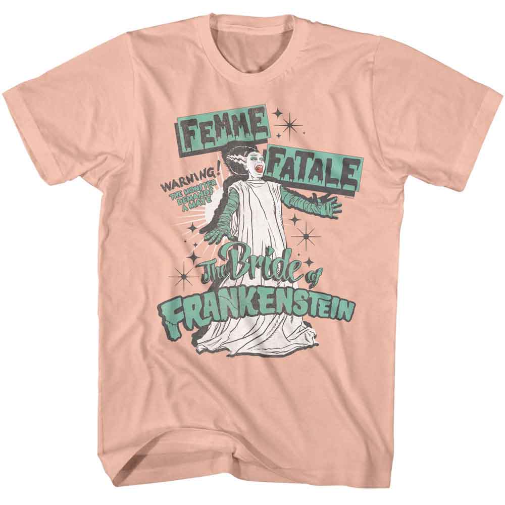 UNIVERSAL MONSTERS-UNIVERSAL MONSTERS FEMME FATALE-PEACH ADULT S/S TSHIRT