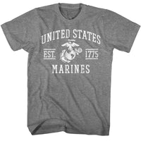 Thumbnail for USMC-USMC EST 1775-GRAPHITE HEATHER ADULT S/S TSHIRT
