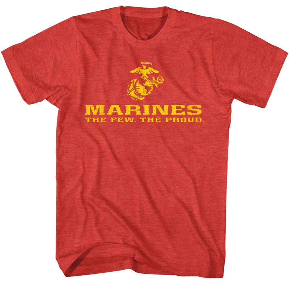 MARINES-FEW AND PROUD LOGO BRIGHT-RED HEATHER ADULT S/S TSHIRT