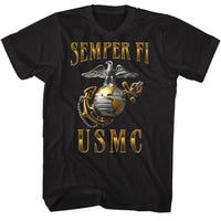 Thumbnail for USMC-SEMPER FI METALLIC-BLACK ADULT S/S TSHIRT