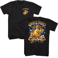 Thumbnail for USMC-ENLISTED AND FLAG BLACK ADULT S/S TSHIRT
