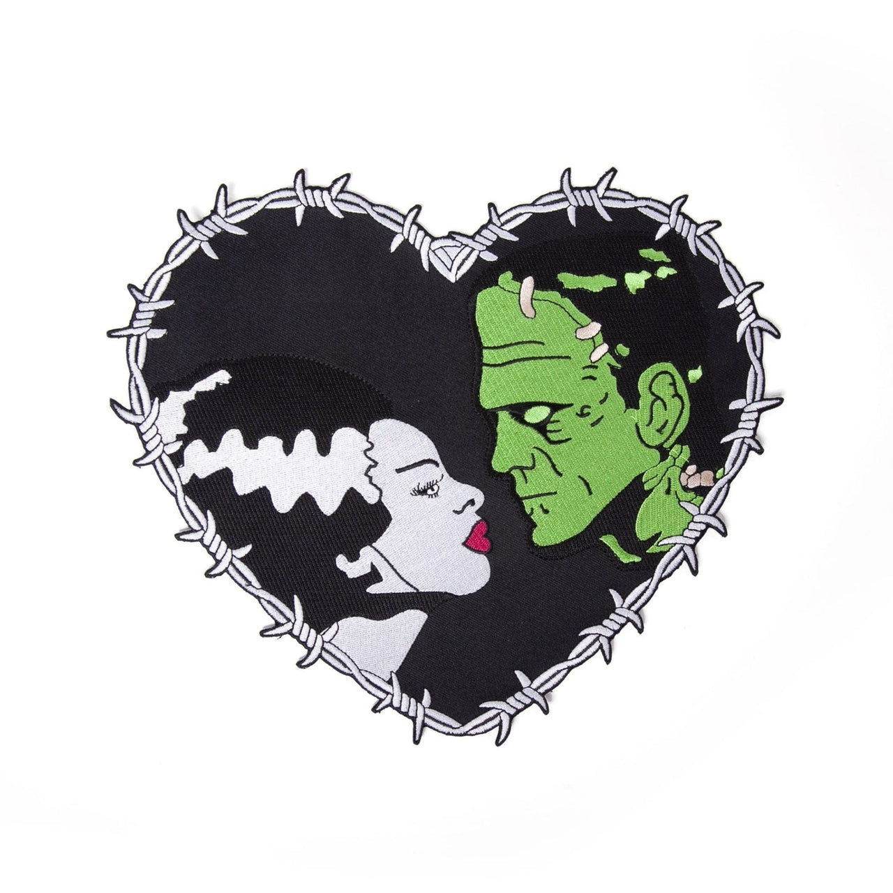 Bride & Frankenstein Stitch Heart Large Patch (10")