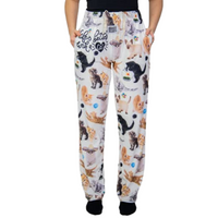 Thumbnail for Waist down photo of model wearing Life Is Better With A Cat pajama lounge pants front view (white background)