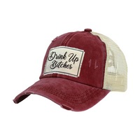 Thumbnail for BRIEF INSANITY Drink Up Bitches - Vintage Distressed Trucker Adult Hat