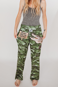 Thumbnail for Image of model wearing Do Not Feed The Gators pajama lounge pants front view (white background)