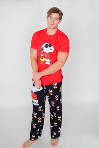 Thumbnail for Image of model standing and wearing Snoopy Joe Cool pajama lounge pants front view (white background)
