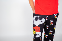 Thumbnail for Waist down photo of model wearing Snoopy Joe Cool pajama lounge pants front view (white background)