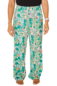Thumbnail for Waist down photo of model wearing Cactus Floral pajama lounge pants front view (white background)