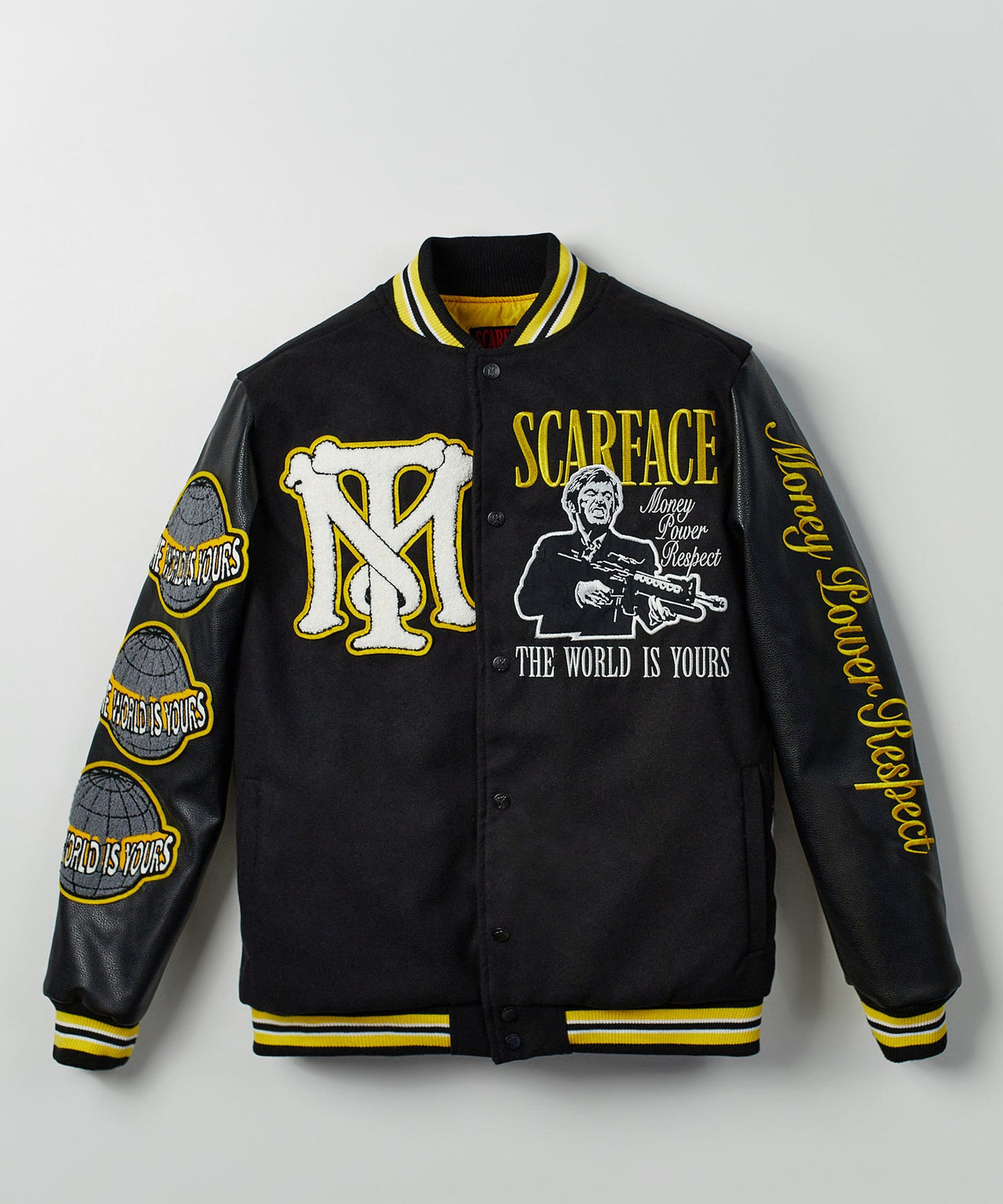 Scarface PU Varsity Jacket - Black/yellow