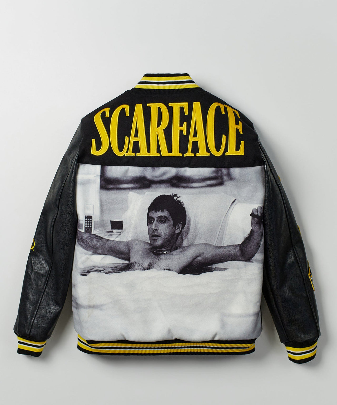 Scarface PU Varsity Jacket - Black/yellow