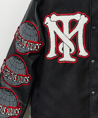 Thumbnail for Scarface Pu Varsity Jacket - Black