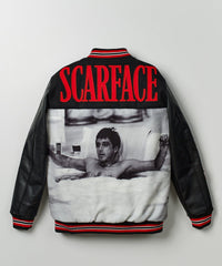 Thumbnail for Scarface Pu Varsity Jacket - Black