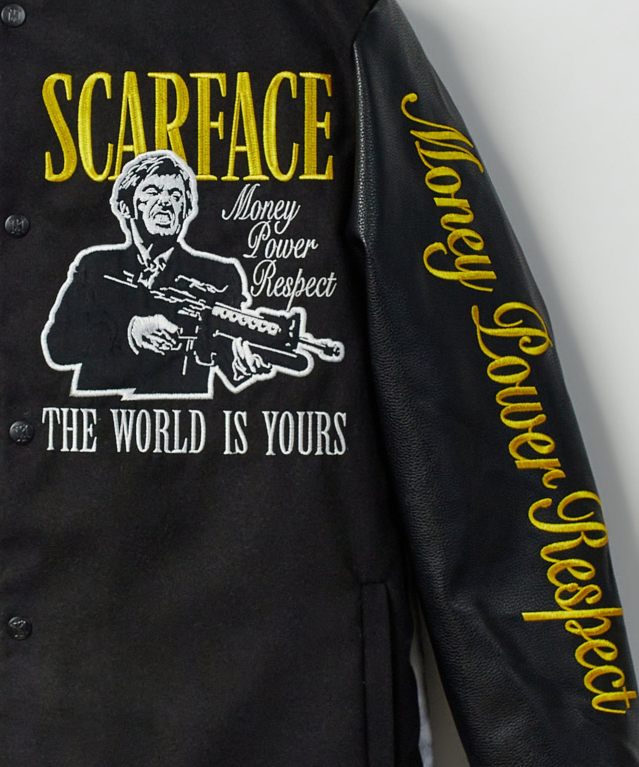 Scarface PU Varsity Jacket - Black/yellow