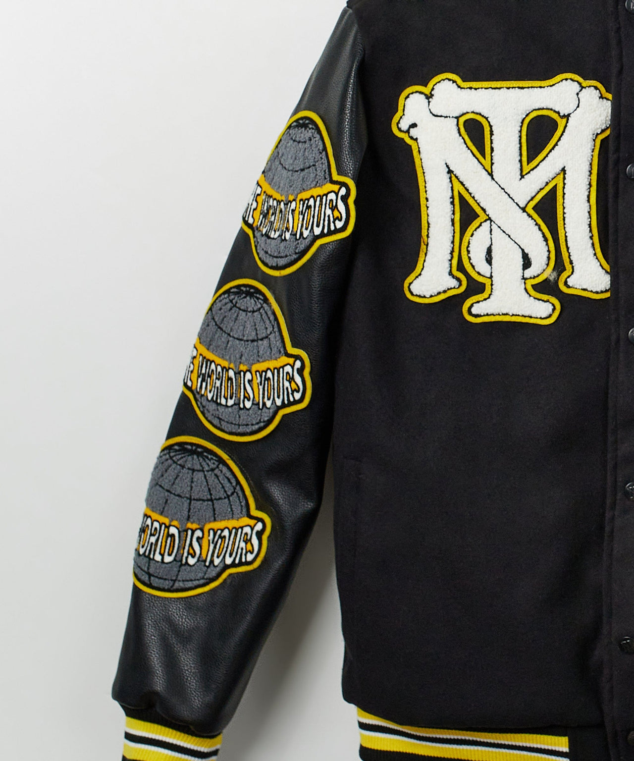 Scarface PU Varsity Jacket - Black/yellow