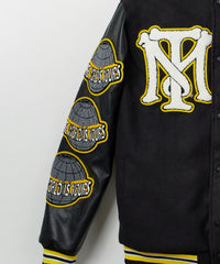 Thumbnail for Scarface PU Varsity Jacket - Black/yellow