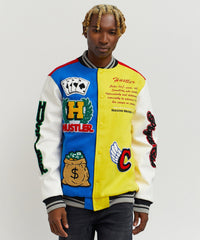 Thumbnail for Hustler Varsity Jacket - Multi 2