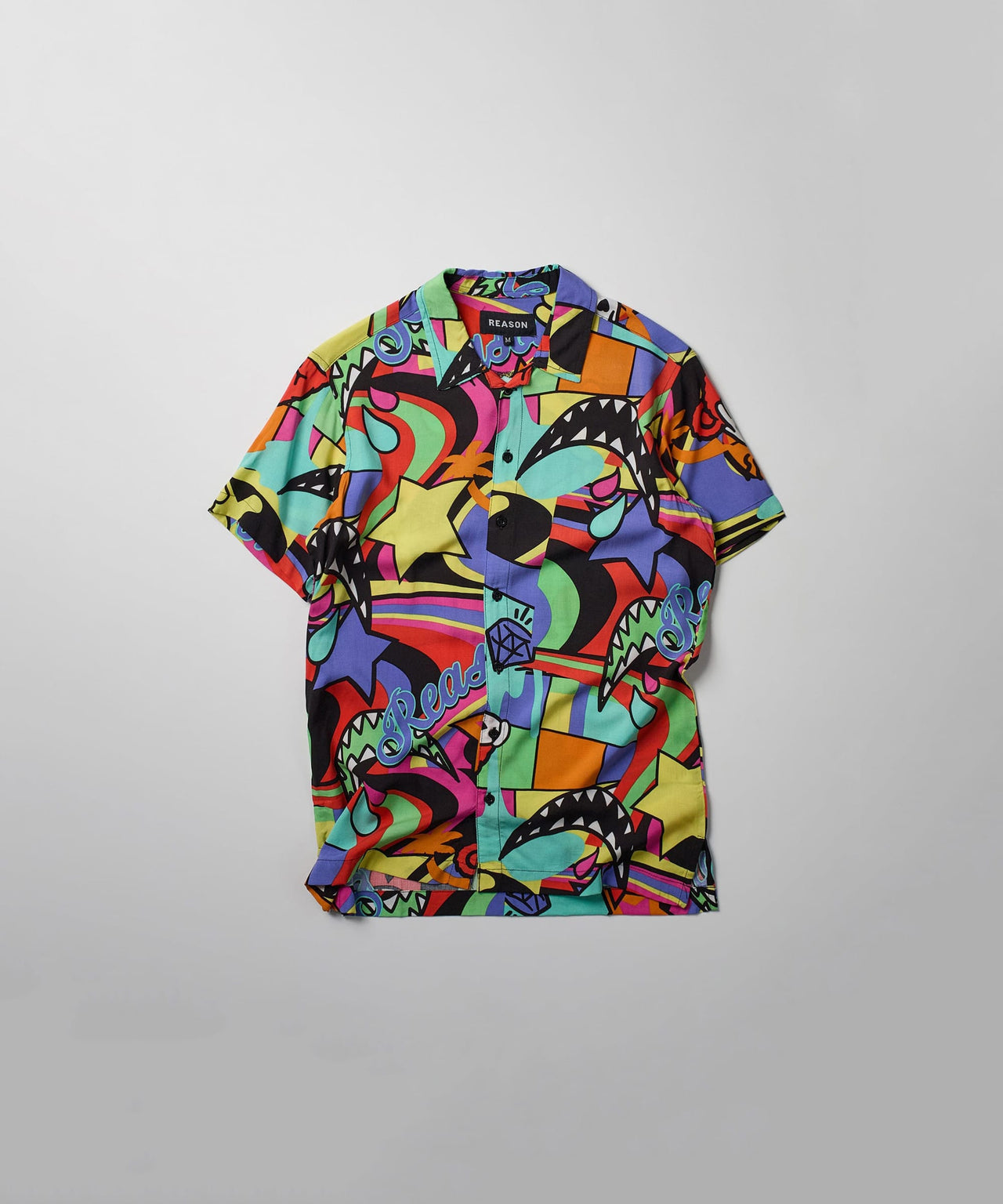 Trippy Viscose Button-Down Short Sleeve Shirt - Multicolor