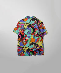 Thumbnail for Trippy Viscose Button-Down Short Sleeve Shirt - Multicolor
