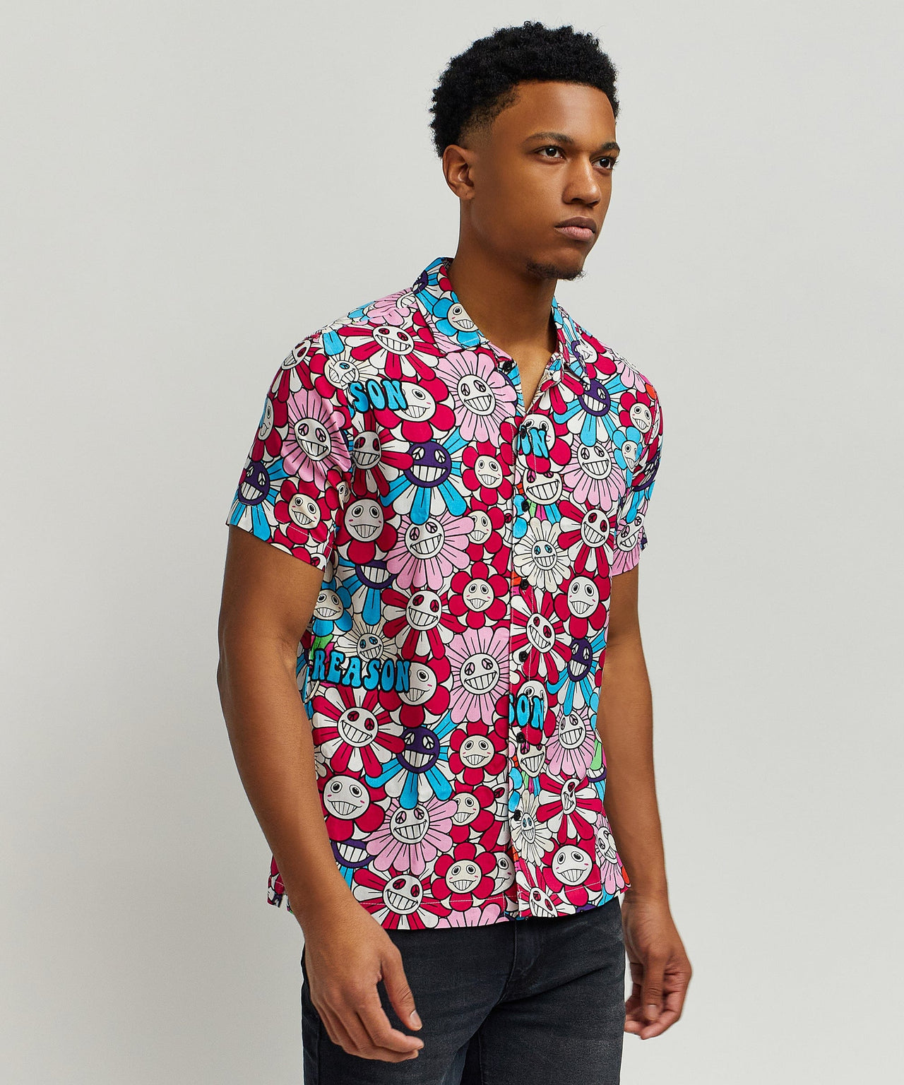 Sunflower Viscose Button-Down Short Sleeve Shirt - Multicolor