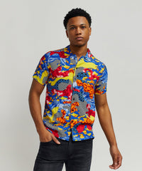 Thumbnail for Wavy Viscose Button-Down Short Sleeve Shirt - Multicolor