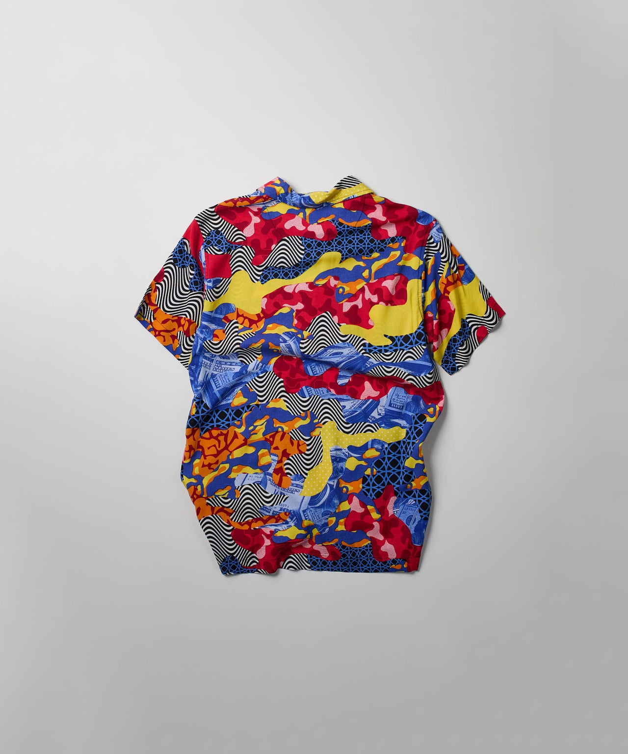 Wavy Viscose Button-Down Short Sleeve Shirt - Multicolor