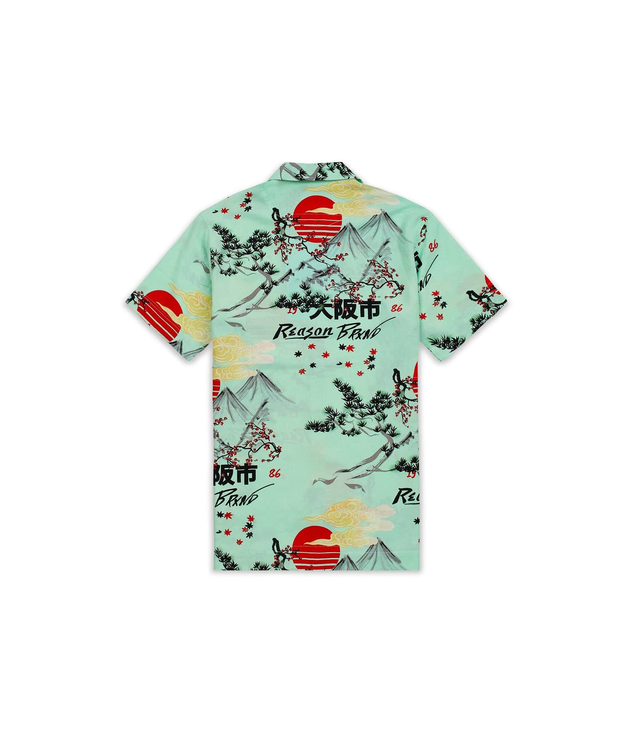 Mount Fuji Viscose Button-Down Short Sleeve Shirt